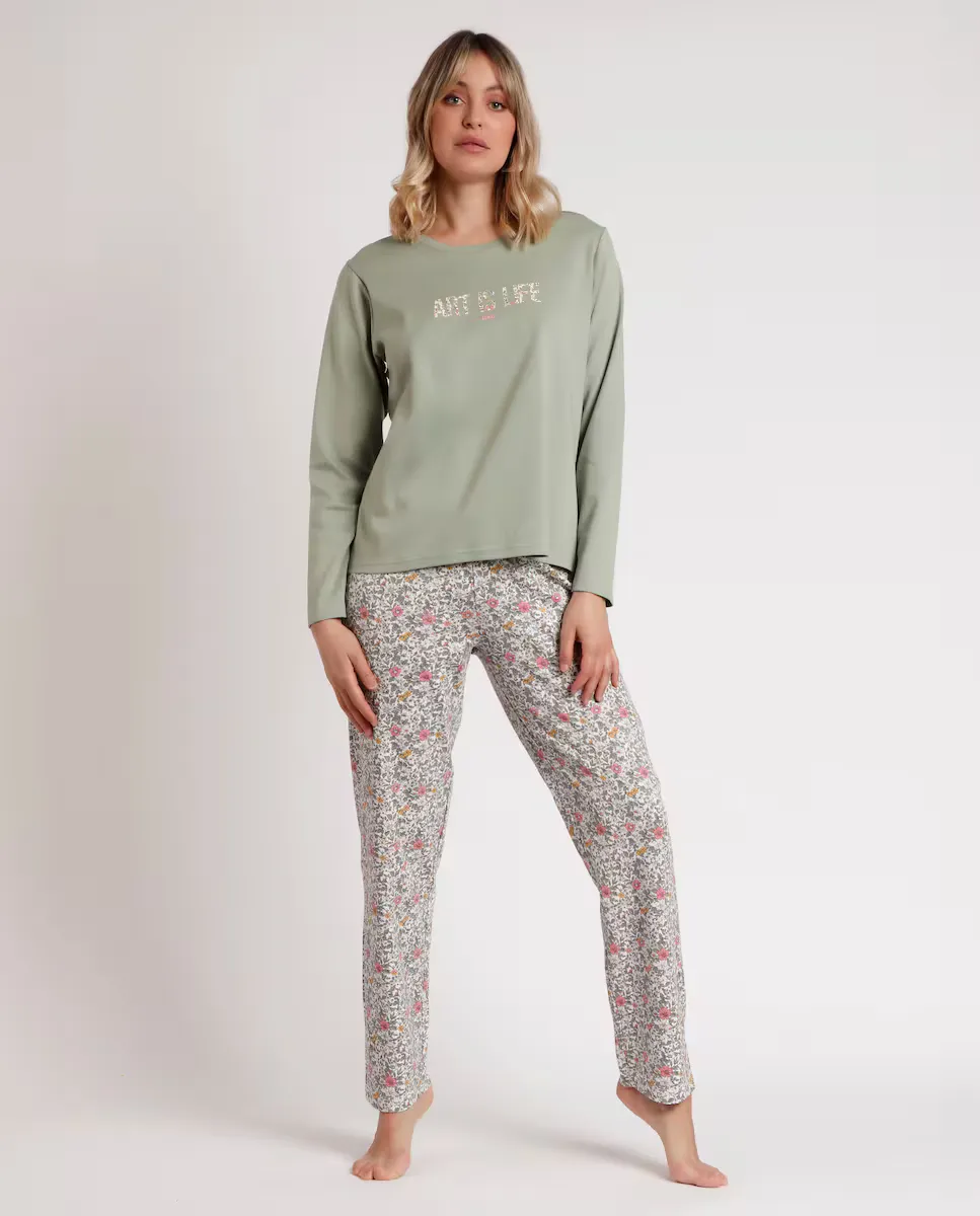 

Длинная зеленая вязаная женская пижама Admas