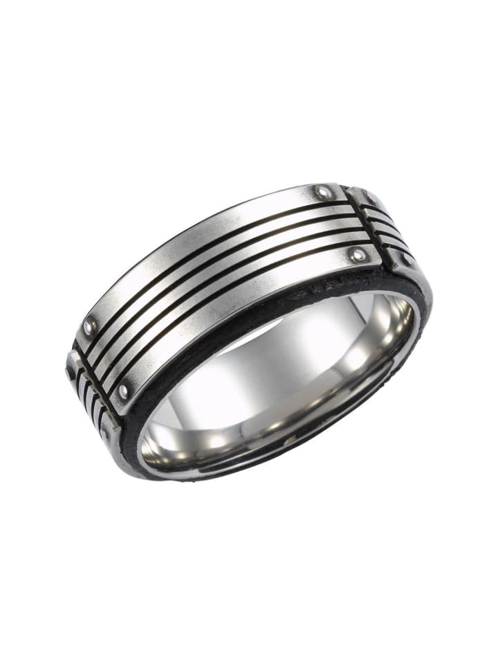 

Мужское кольцо Fossil из нержавеющей стали, серебристо-черное