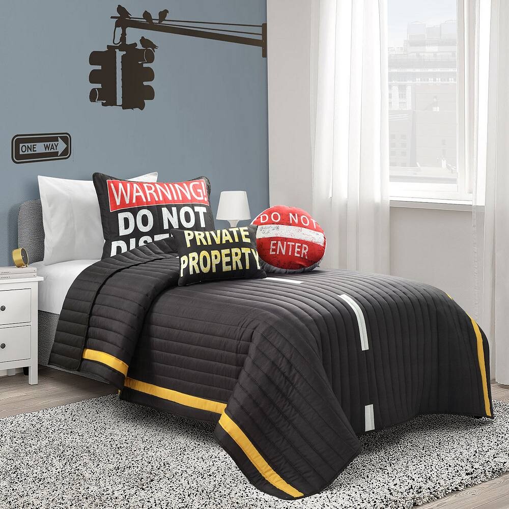 

Комплект одеял Lush Decor Highway с наволочками и декоративными подушками, цвет Charcoal Yellow