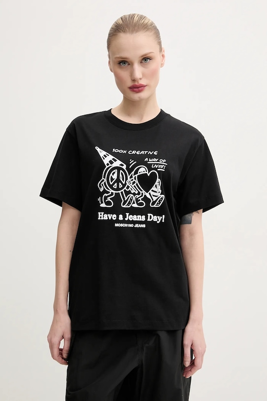 

Хлопковая футболка Moschino Jeans, черный