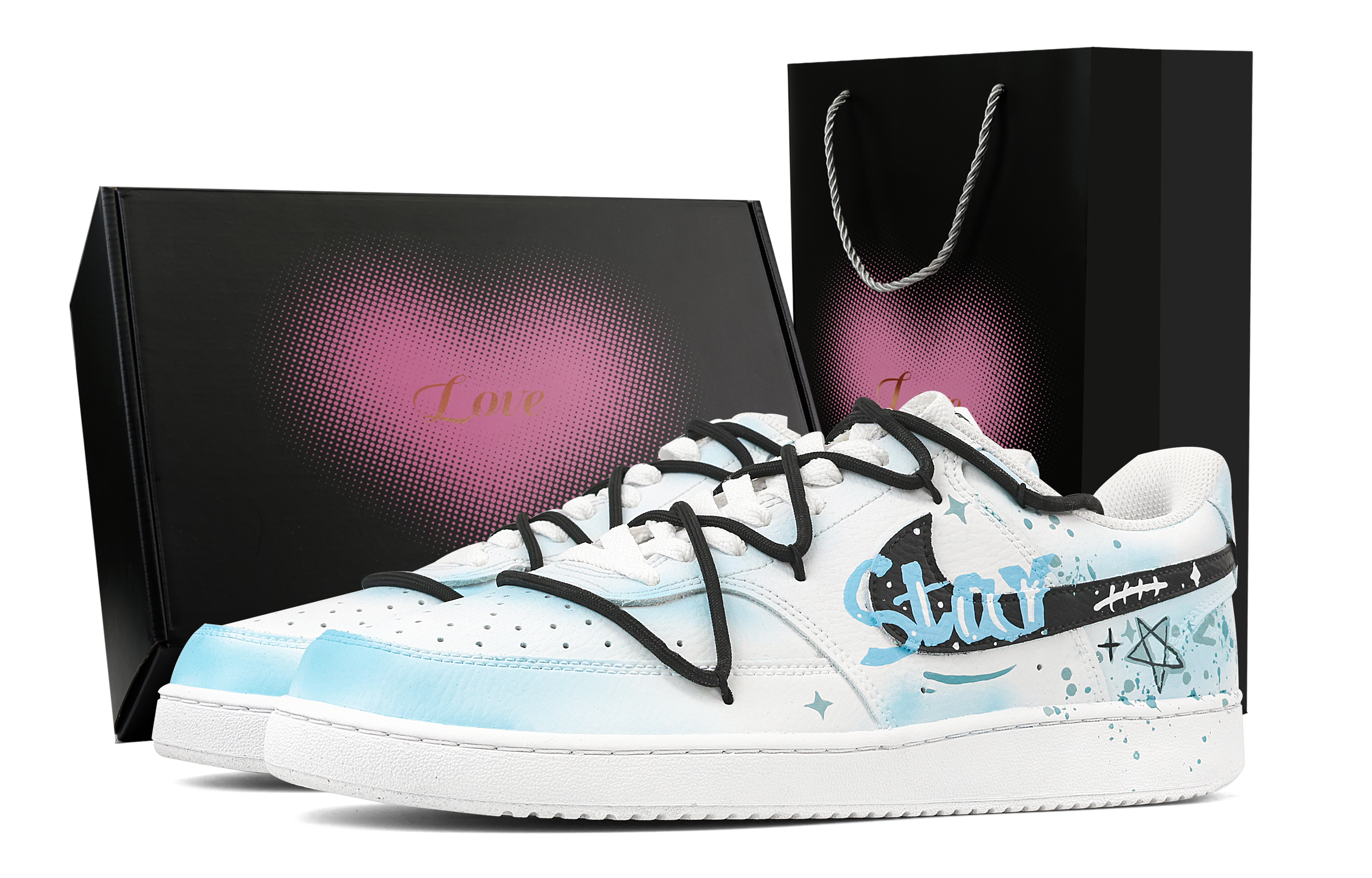 

Nike Кроссовки Court Vision 1 Starry Sky Hunting, износостойкие, низкие, для скейтбординга, мужские, небесно-голубые