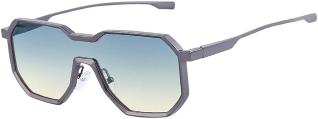 

Женские солнцезащитные очки неправильной формы, модные цельные, прозрачные, с градиентным зеркальным покрытием, защита от УФ-излучения UV400, мужские в стиле панк-метал VVTWSSW, Gun Green Yellow