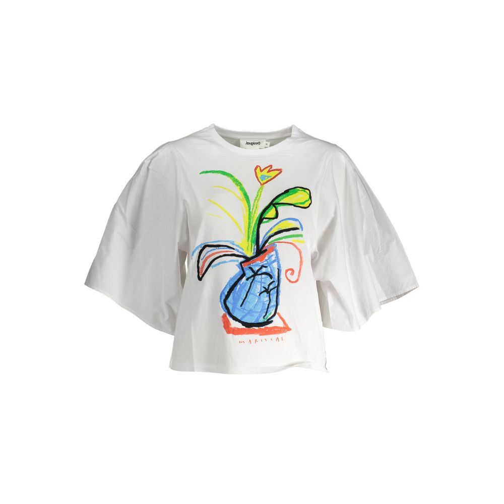 

Белая хлопковая женская футболка Desigual