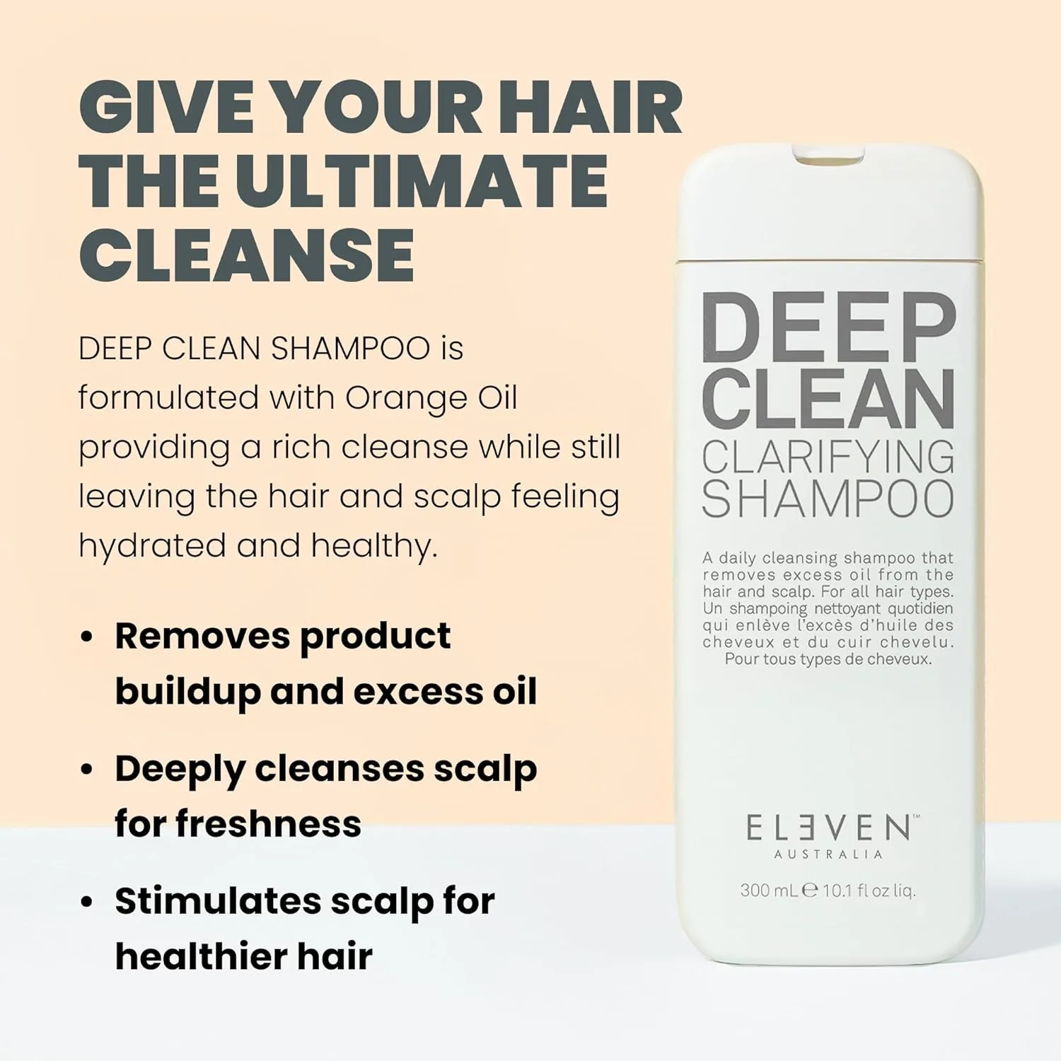 ELEVEN AUSTRALIA Deep Clean Clarifying Shampoo для женщин и мужчин - удаляет налет, детоксифицирует кожу головы, сульфат-фри формула для всех типов волос, очищение и обновление 961 мл, Orange — фото 2