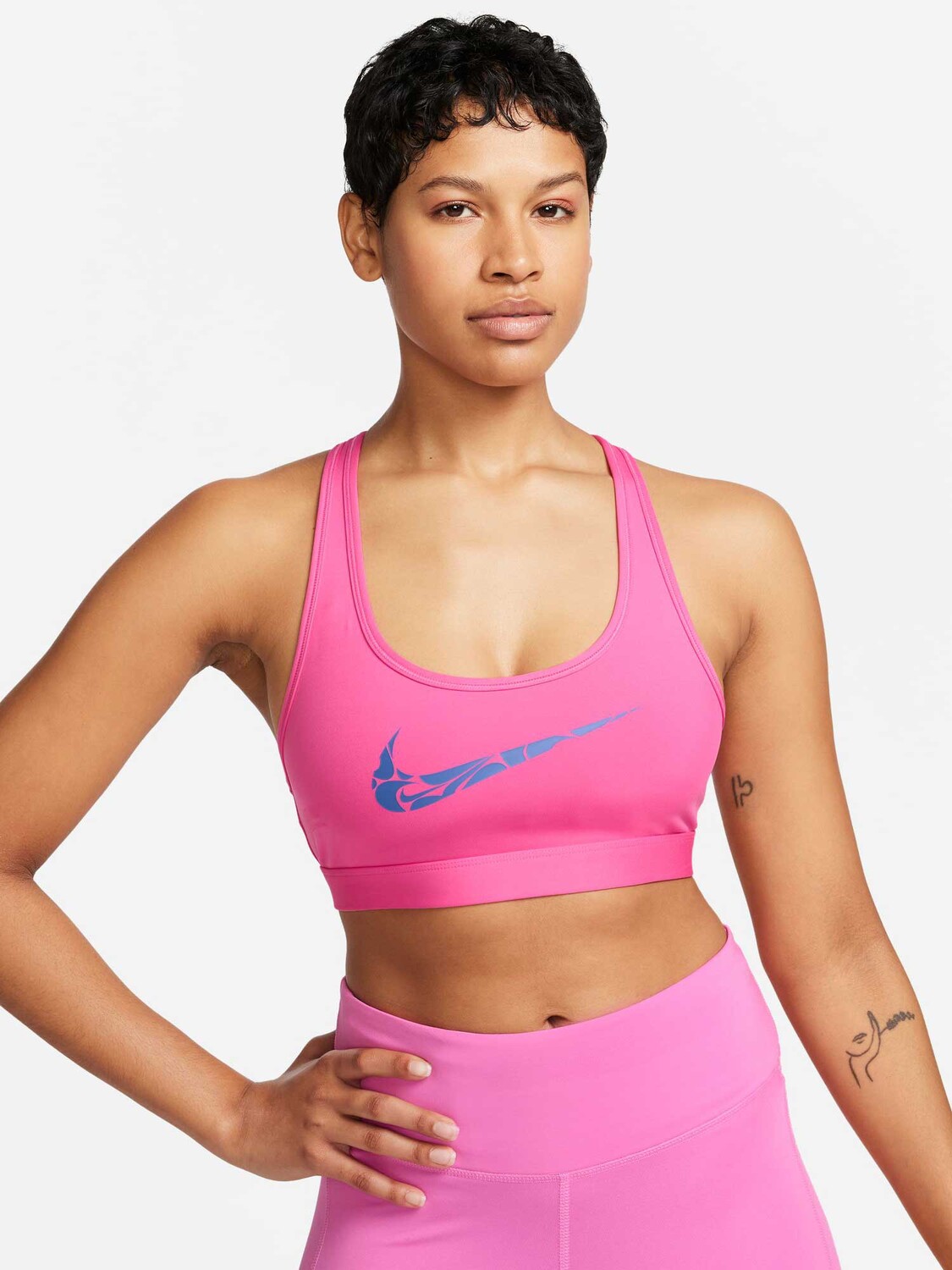 

Спортивный бюстгальтер Nike W NK SWSH LS HBR BRA, розовый