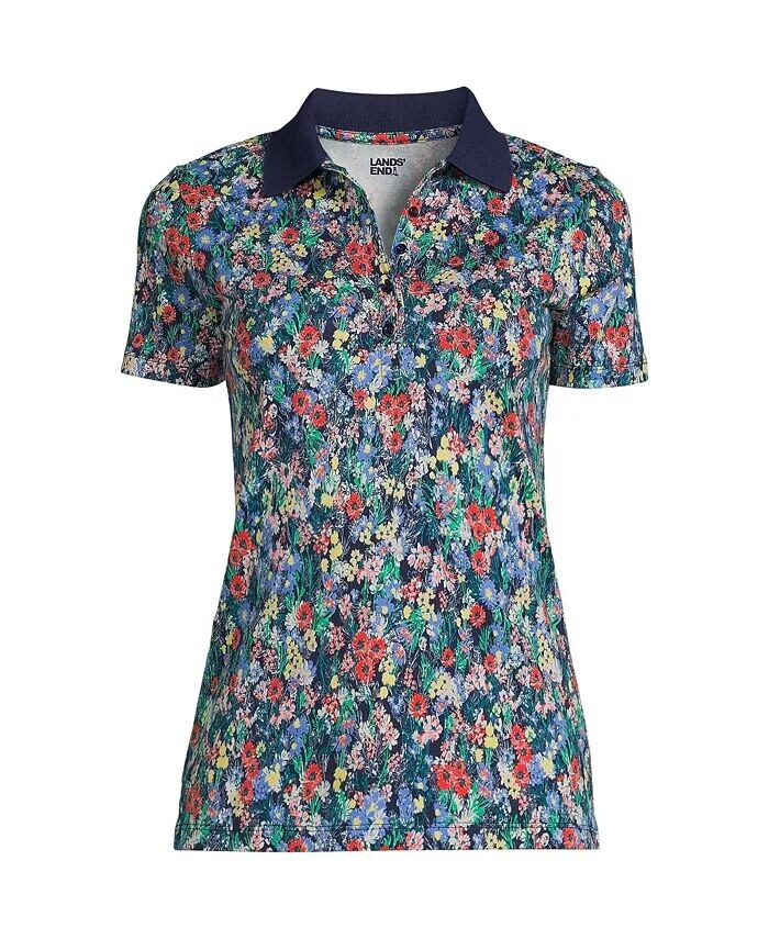 

Хлопковая рубашка-поло Petite Supima Lands' End, синий