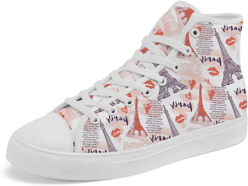 

Кеды на высокой подошве с Эйфелевой башней для женщин и мужчин Chebing, красный