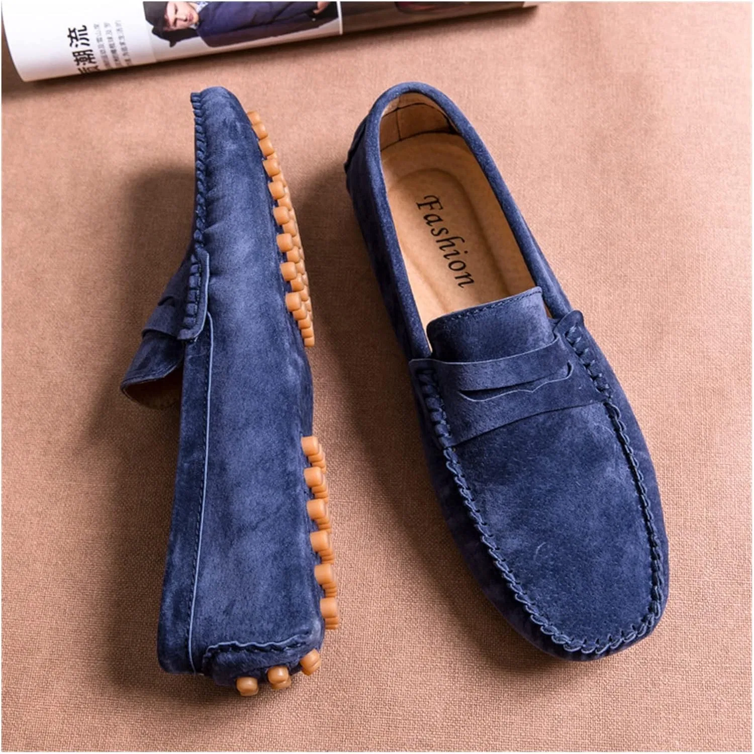 Лоферы мужские из натуральной кожи, Loafers, синий — фото 2