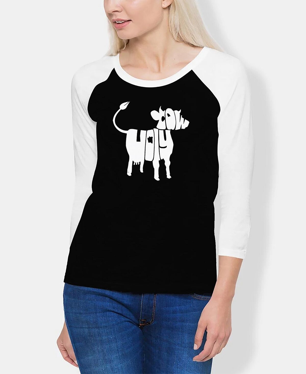 

Женская футболка реглан Holy Cow Word Art LA Pop Art