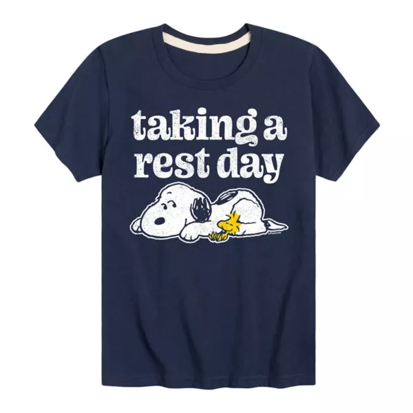 

Футболка с принтом «День отдыха» для мальчиков 8-20 лет, Снупи и Вудсток Licensed Character, синий