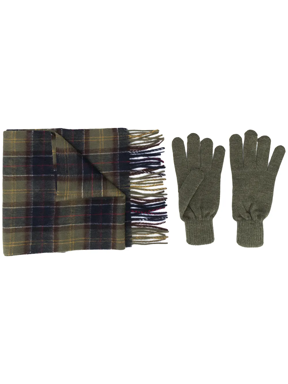 

Комплект из шарфа и перчаток в клетку тартан Barbour, зеленый