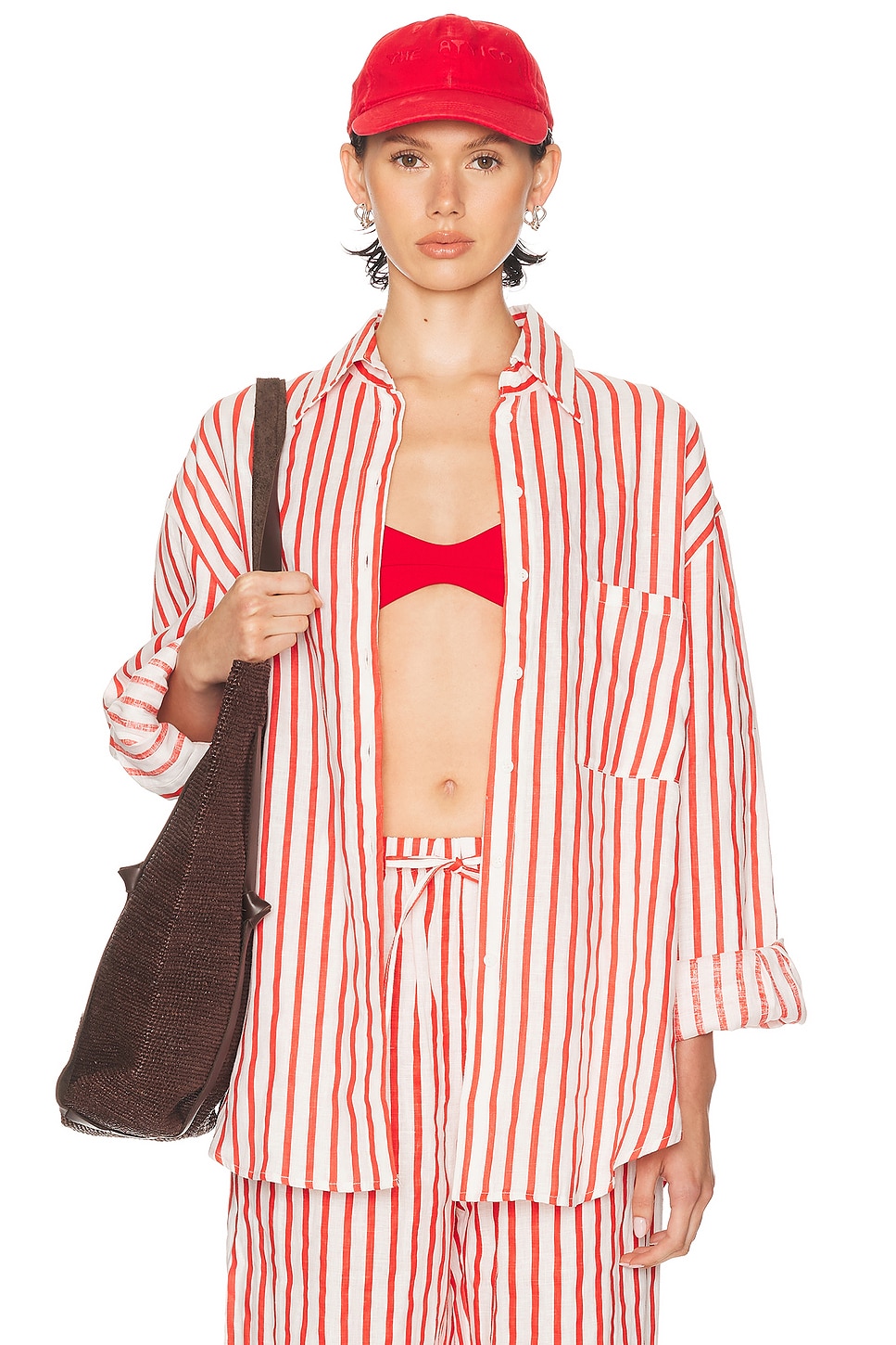 

Льняная рубашка Woven Aexae, Stripe Red