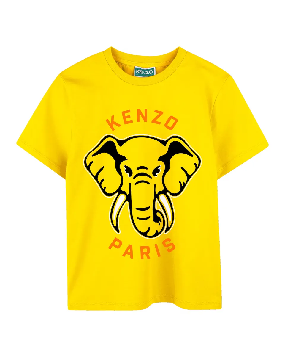 

Желтая хлопковая футболка Kenzo Kids, желтый