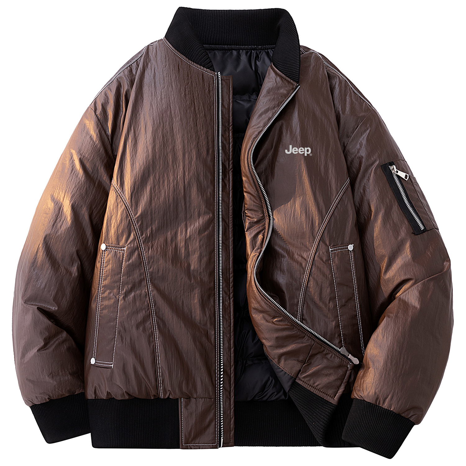 

Пуховик Unisex с воротником-бейсболкой и подкладкой из флиса Jeep, desert коричневый (90% down content)