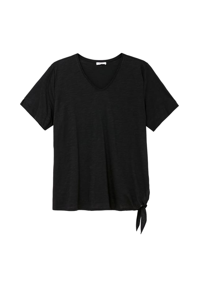 

Рубашка с узлом на подоле Sheego, черный