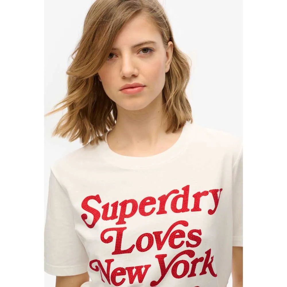 Футболка с коротким рукавом Superdry City Love Relaxed, бежевый — фото 2