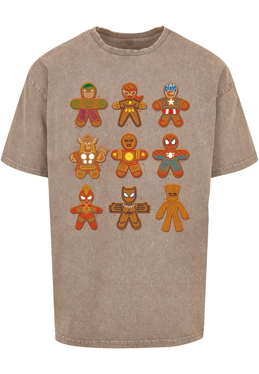 

Классическая футболка ABSOLUTE CULT Shirt Marvel Universe - Christmas Gingerbread Avengers, темно-бежевый