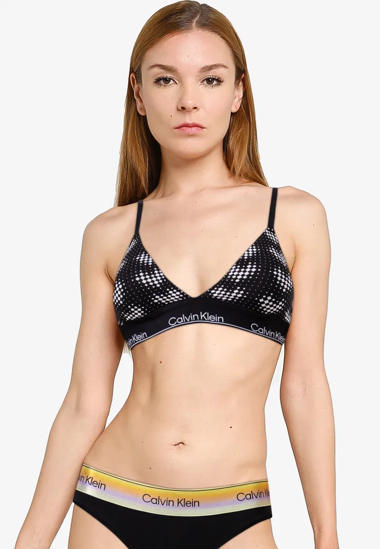 Бюстгальтер-бралетт треугольный, на легкой подкладке, Calvin Klein, черный