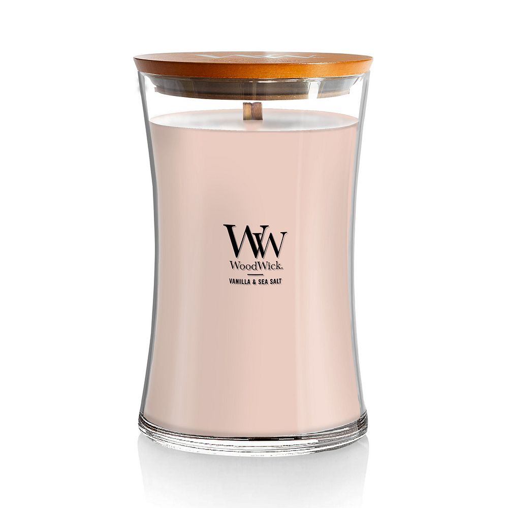 

Большая свеча «Песочные часы» Woodwick Vanilla & Sea Salt WoodWick, розовый