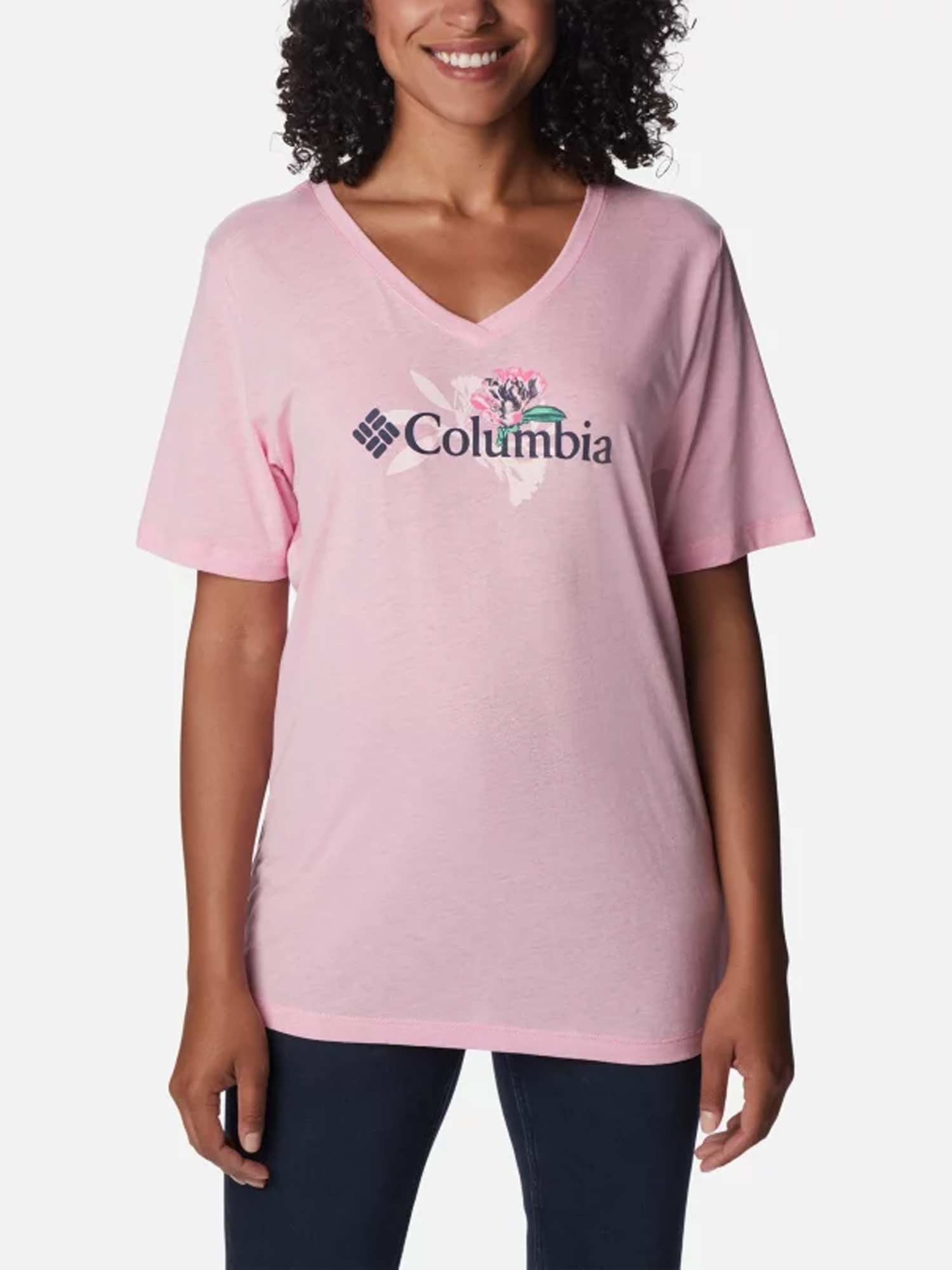 

Футболка Columbia Bluebird Day Relaxed V Neck, розовый