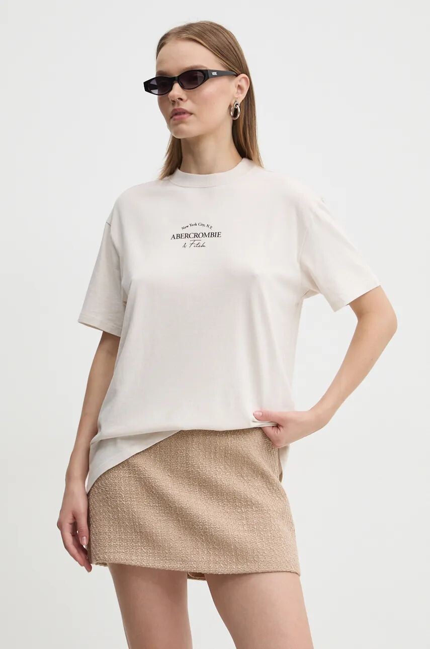 

Хлопковая футболка Abercrombie & Fitch, бежевый