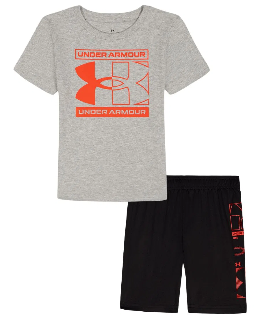 Детский комплект из футболки и шорт Tech Decon (2T-7), размер 2T Under Armour, серый/черный