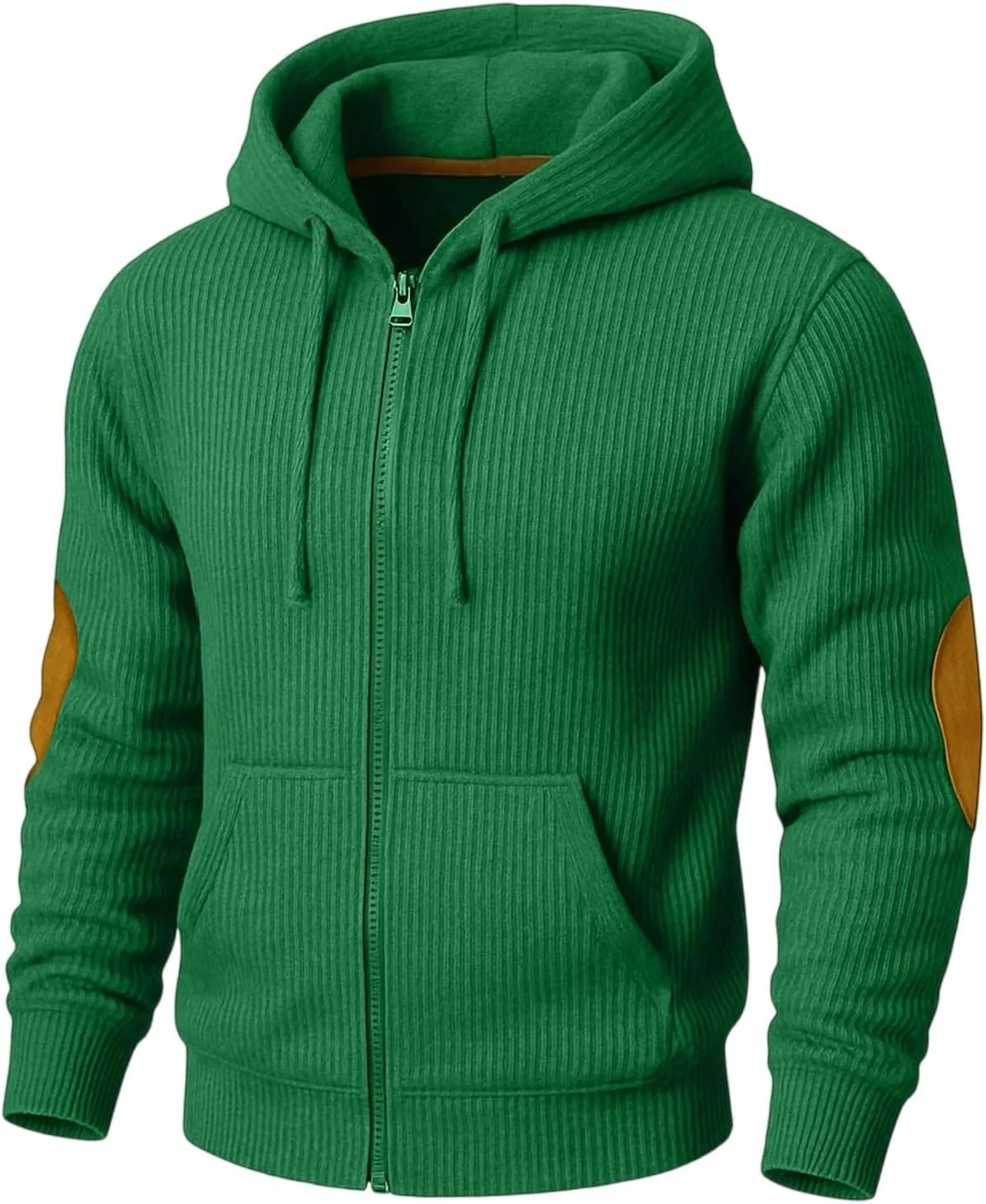 

Мужской кардиган с капюшоном из вельвета, с длинным рукавом и карманами, Plus Size