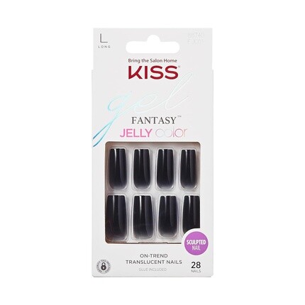 

Гель Fantasy Press On Nails Jelly Gelée Black Long Square Shape 28 ногтей 2 г клея 1 маникюрная палочка 1 мини-пилка розовая средняя Kiss