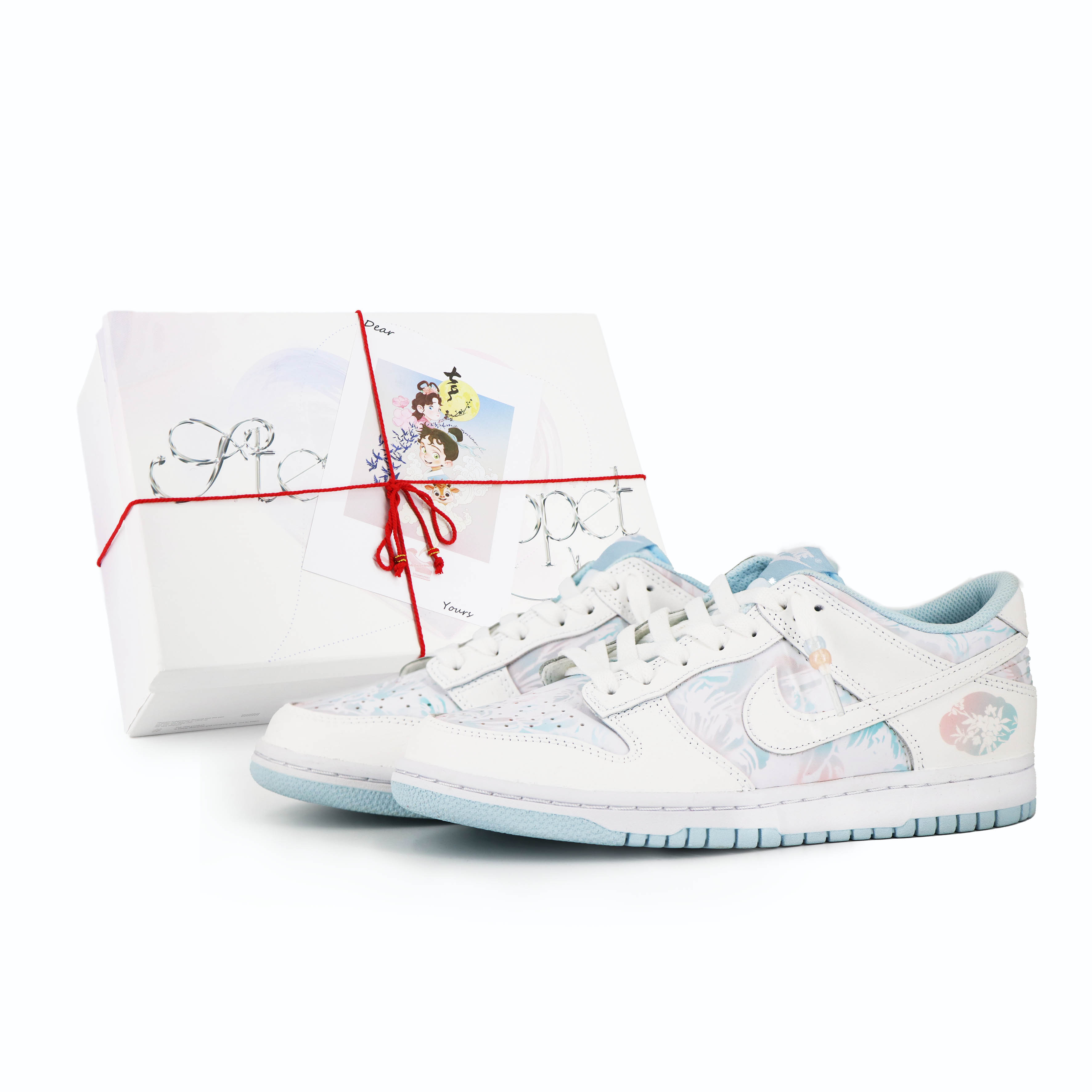 

Кроссовки Nike Dunk Skateboarding Shoes Women's Low-top Pink/blue/white, синий