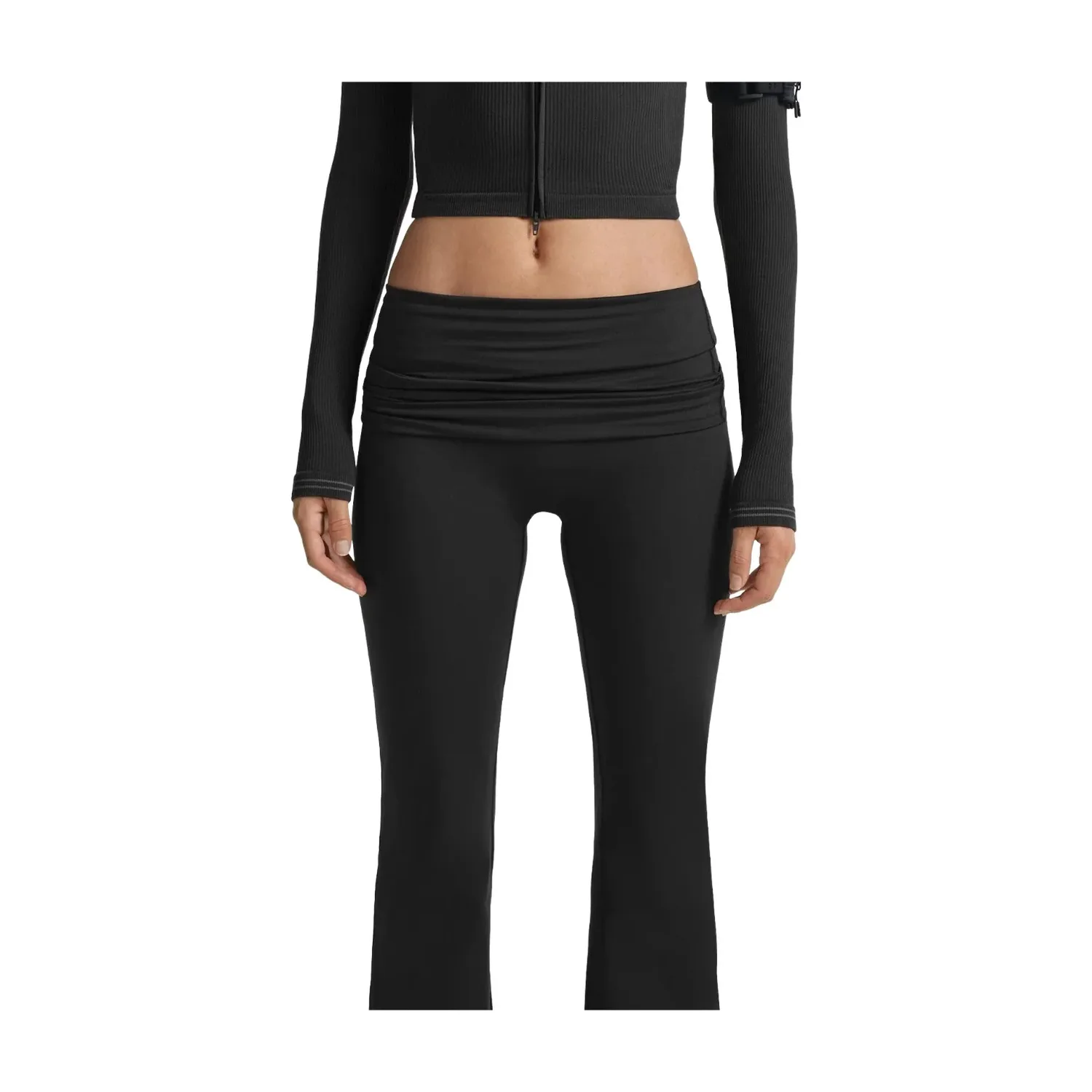 (WMNS) Nike x SKIMS Матовые леггинсы с отворотом и зауженным кроем, цвет «Обсидиан», черный — фото 3