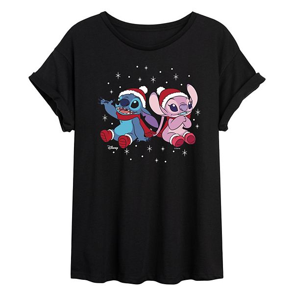 

Футболка Lilo & Stitch снежинки oversized Disney