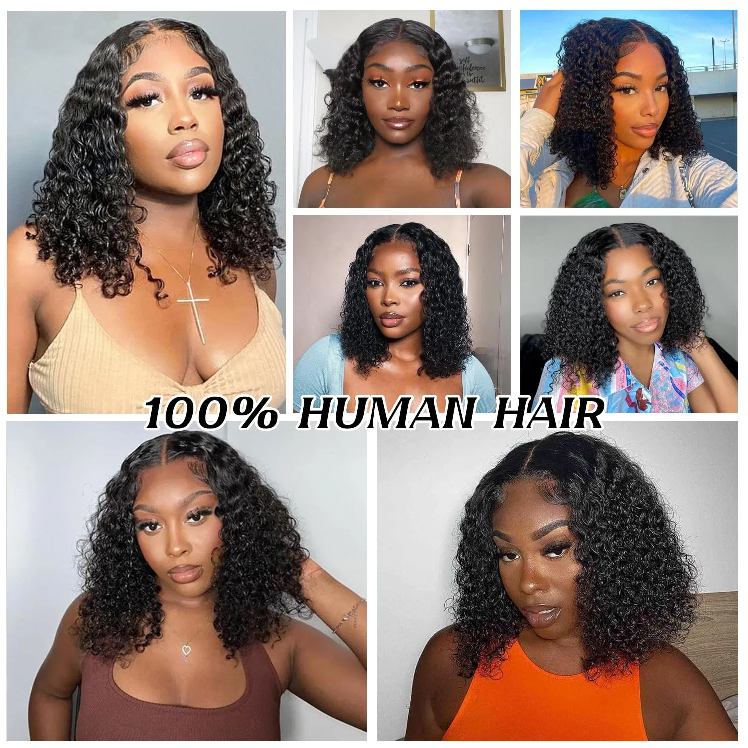 Парик из натуральных волос 13 x 4 Lace Wig Deep Wave Curly, 10 дюймов, 150% плотность Ifly, Natural Black Curly Bob Wig — фото 2