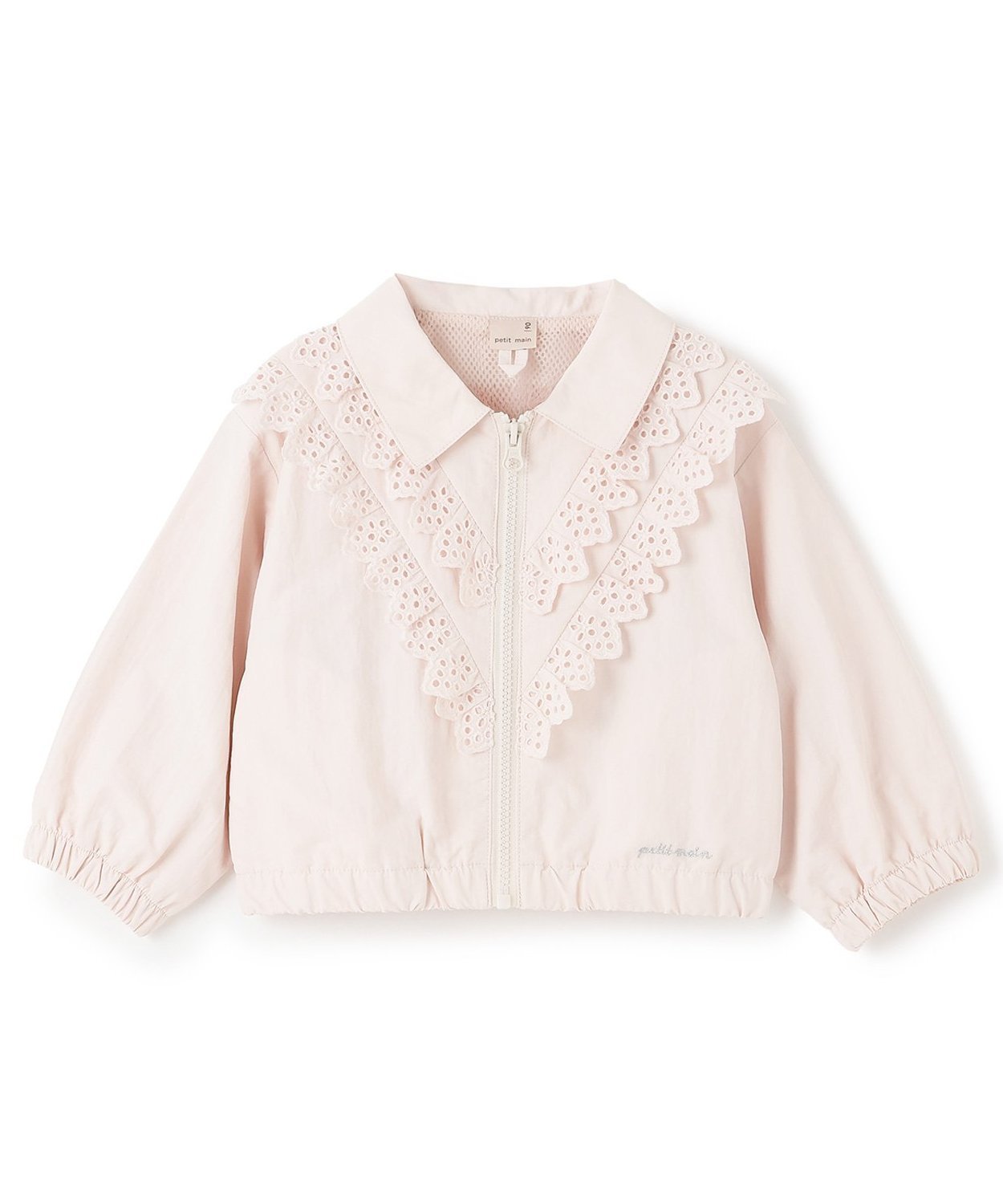 Блузон с кружевной оборкой Petit Main, Light Pink