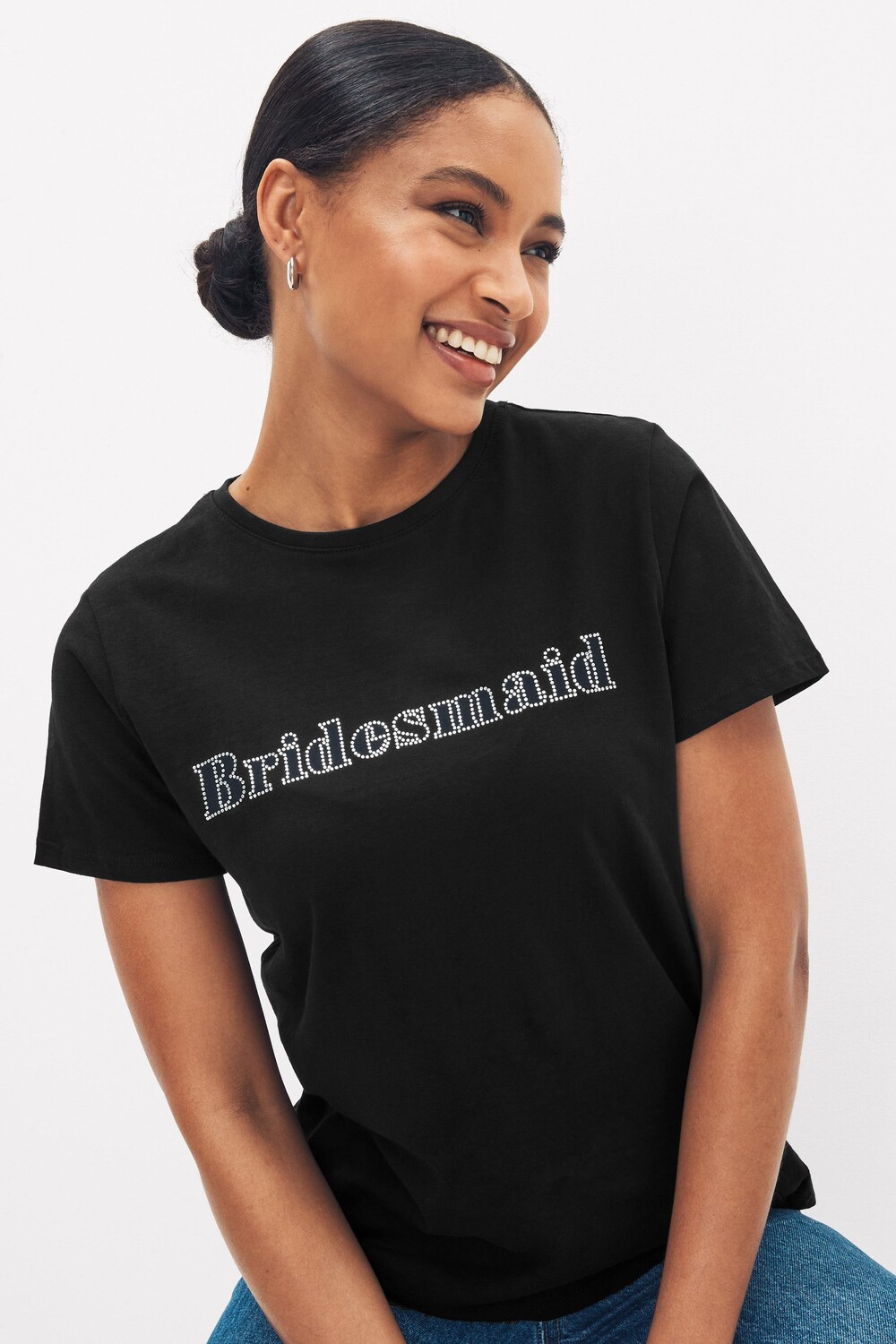 

Футболка для подружек невесты с короткими рукавами и круглым вырезом Next, черный