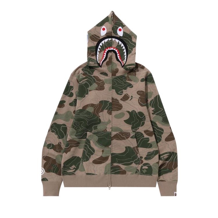 

Худи BAPE Layered Line camo Shark Full Zip Hoodie, бежевый