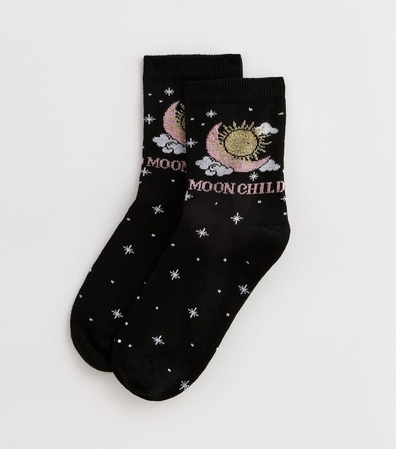 

Черные детские носки с блестками Moon New Look, черный