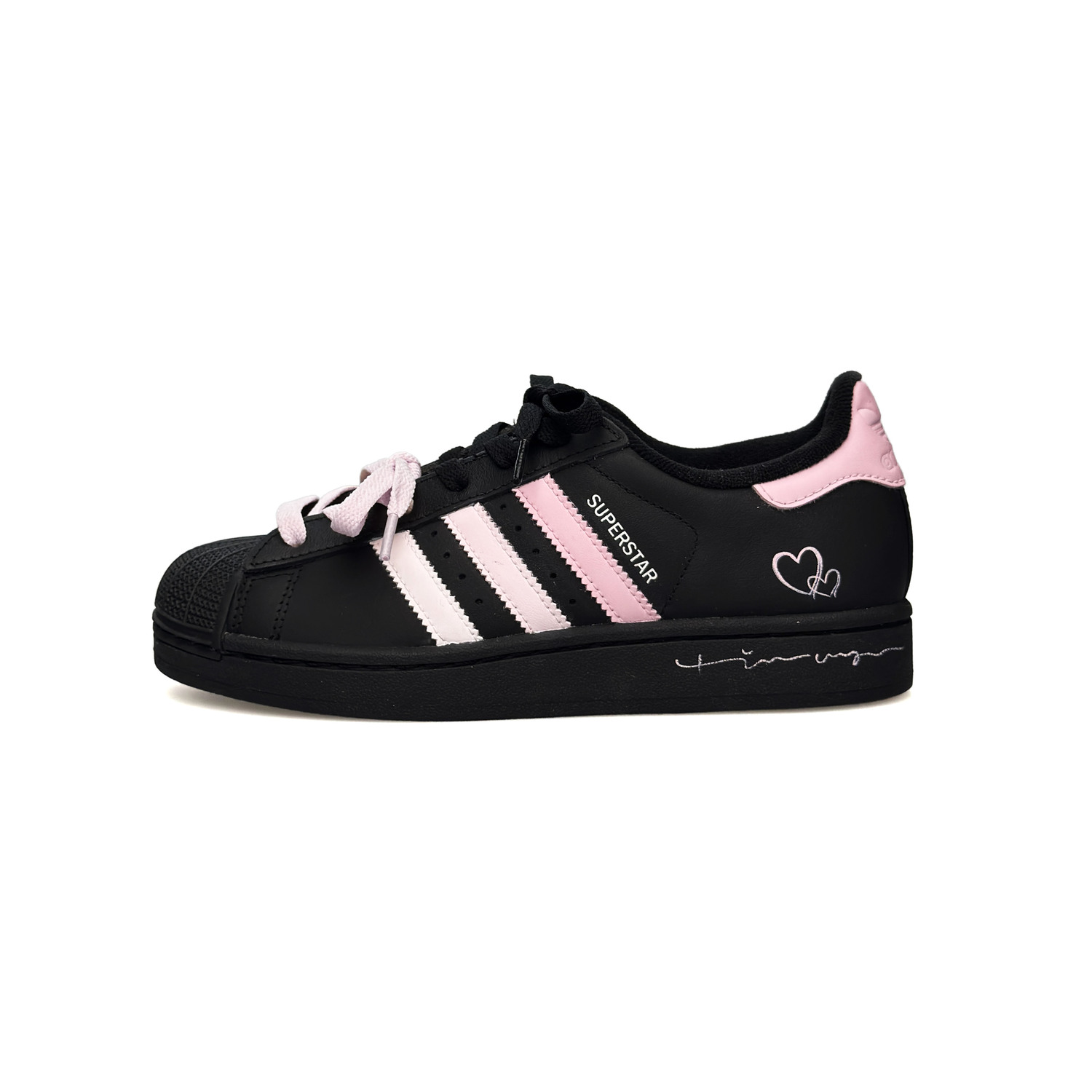 

Adidas Originals Superstar 2 Pink Ink Heart детские скейтбординг кроссовки Black для подростков