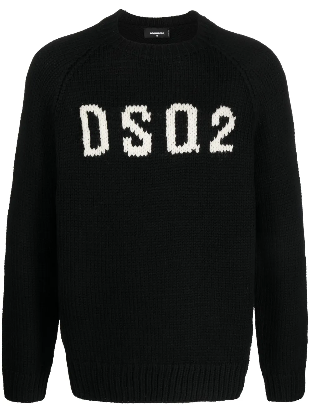

Шерстяной джемпер вязки интарсия с логотипом DSQUARED2, черный