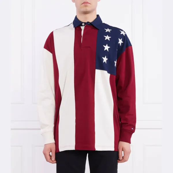 

Рубашка-Поло стандартного кроя с флагом для регби Tommy Hilfiger, бургунди