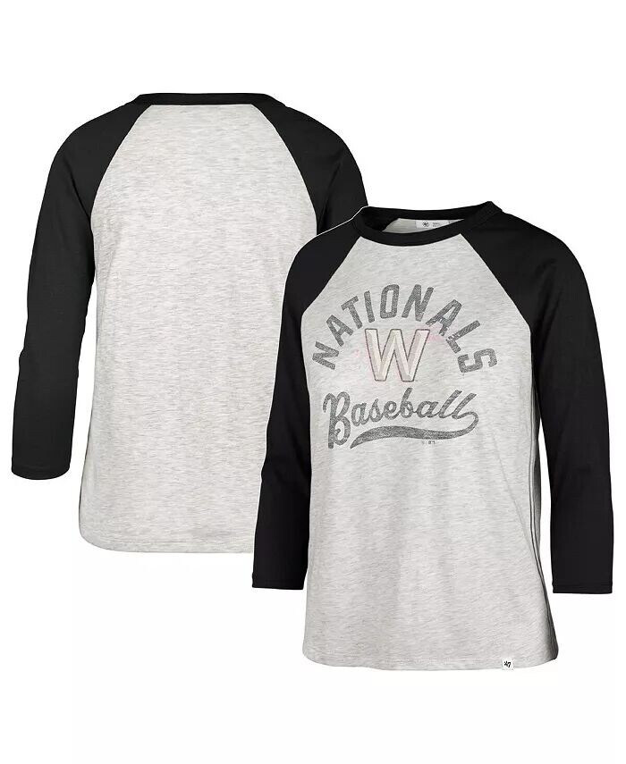 

Женская серая потертая футболка Washington Nationals City Connect Retro Daze Ava Raglan с рукавом 3/4 '47 Brand
