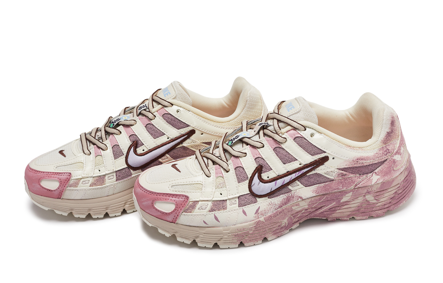 Nike P 6000 cherry blossom rain дышащие низкие кроссовки для бега beige pink детские — фото 4