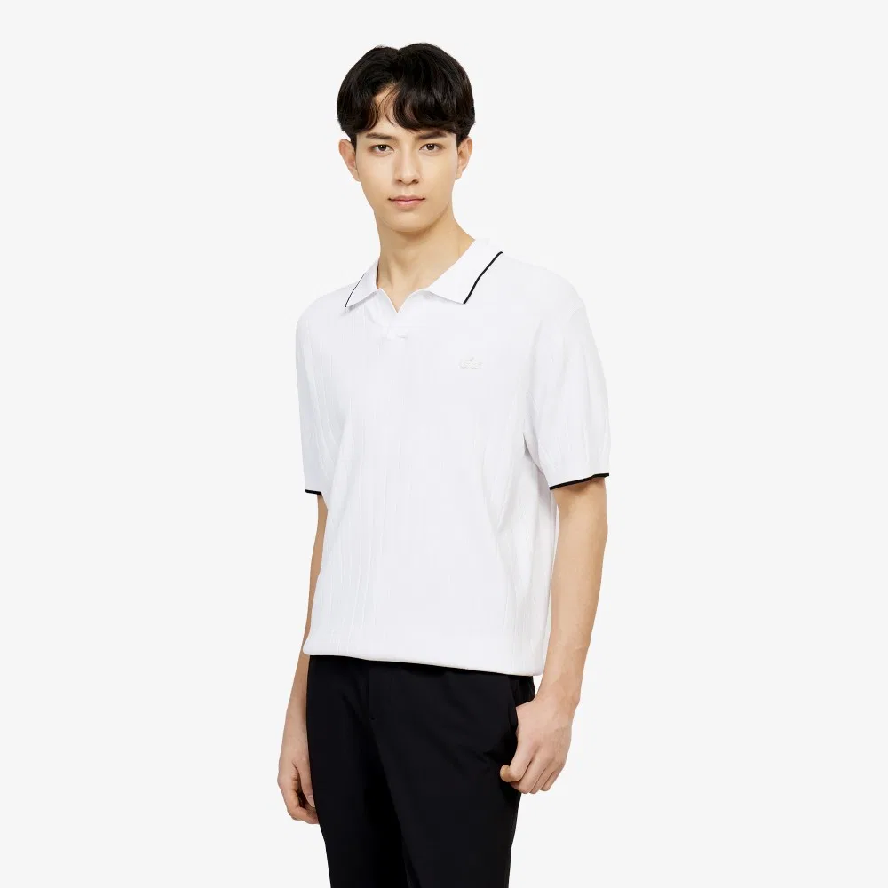 Мужской свитер с открытым воротником, белый, от Lacoste