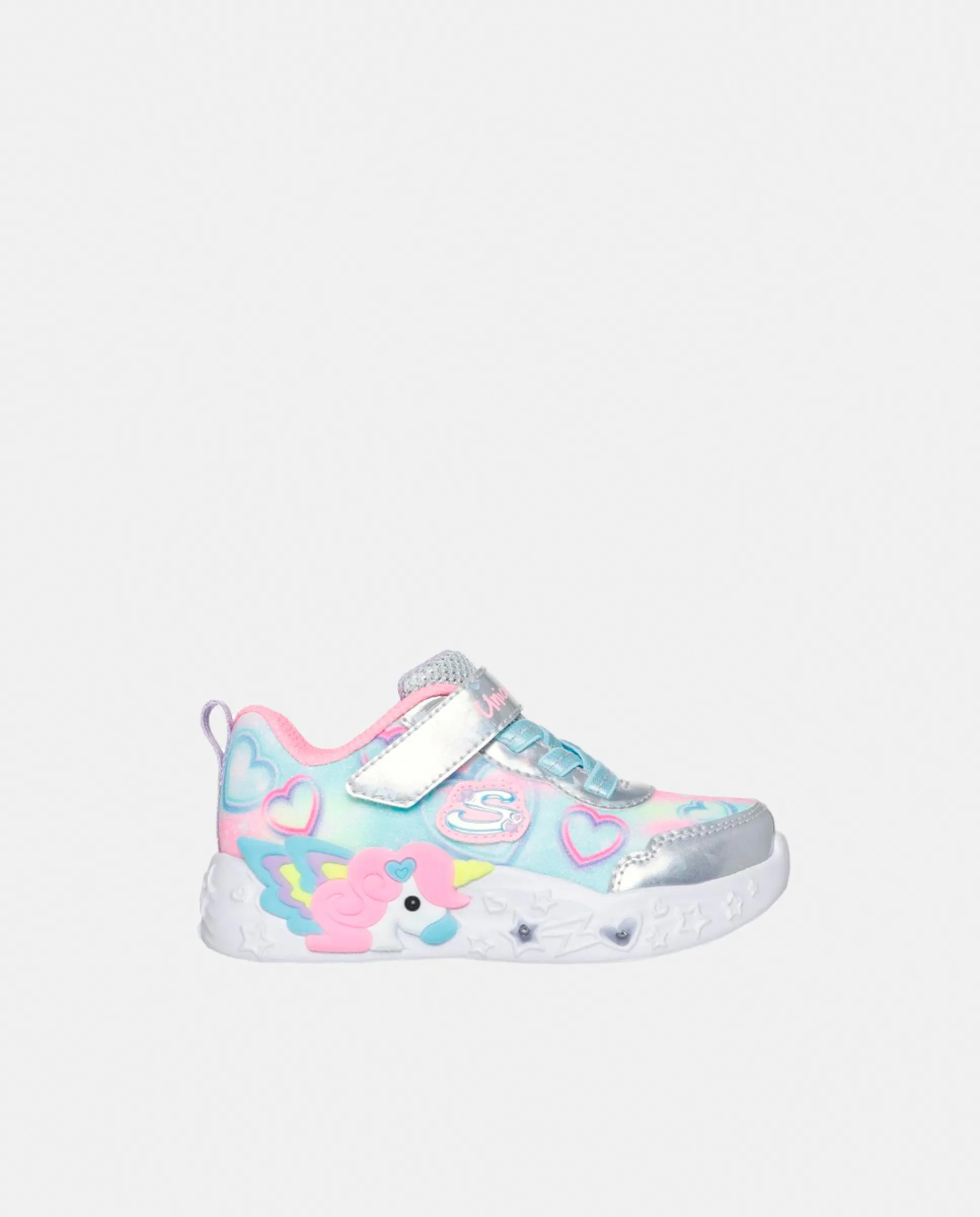

Детские кроссовки с подсветкой Skechers, серебряный
