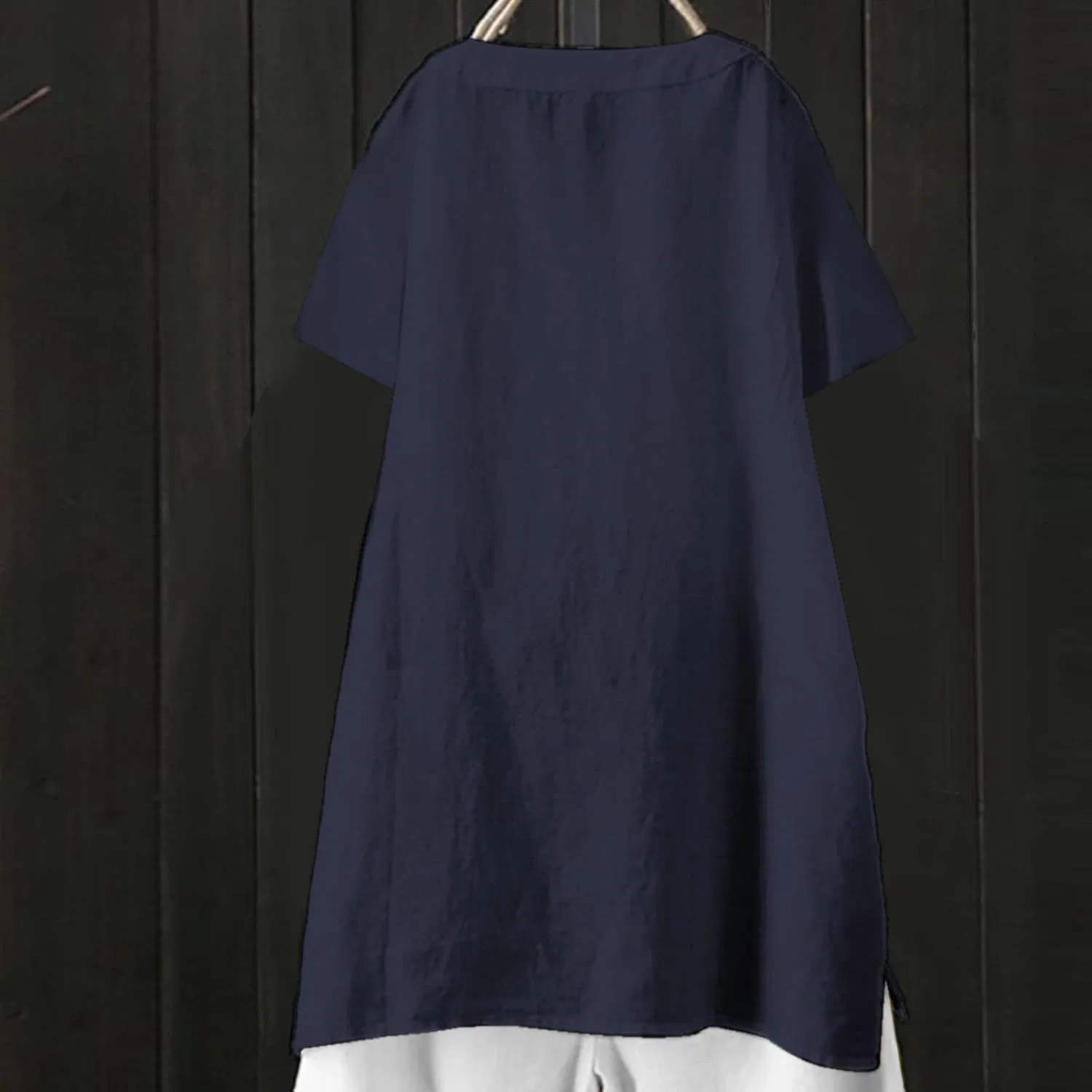 Блуза свободная на пуговицах, женская, Casual, Navy — фото 2