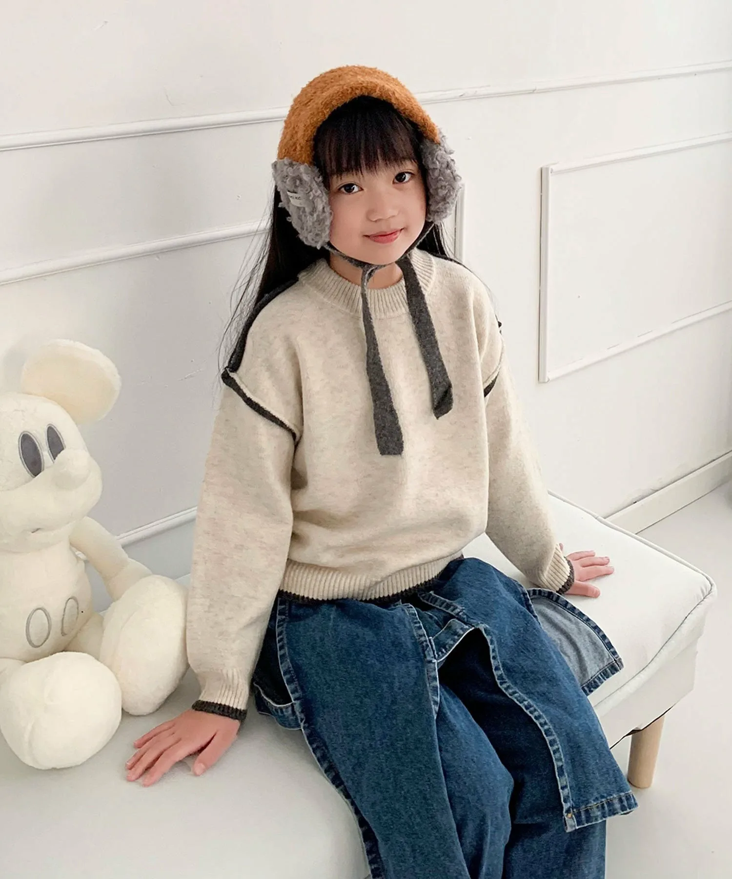 Детский мягкий вязаный пуловер из мохера Aimoha Kids, off white