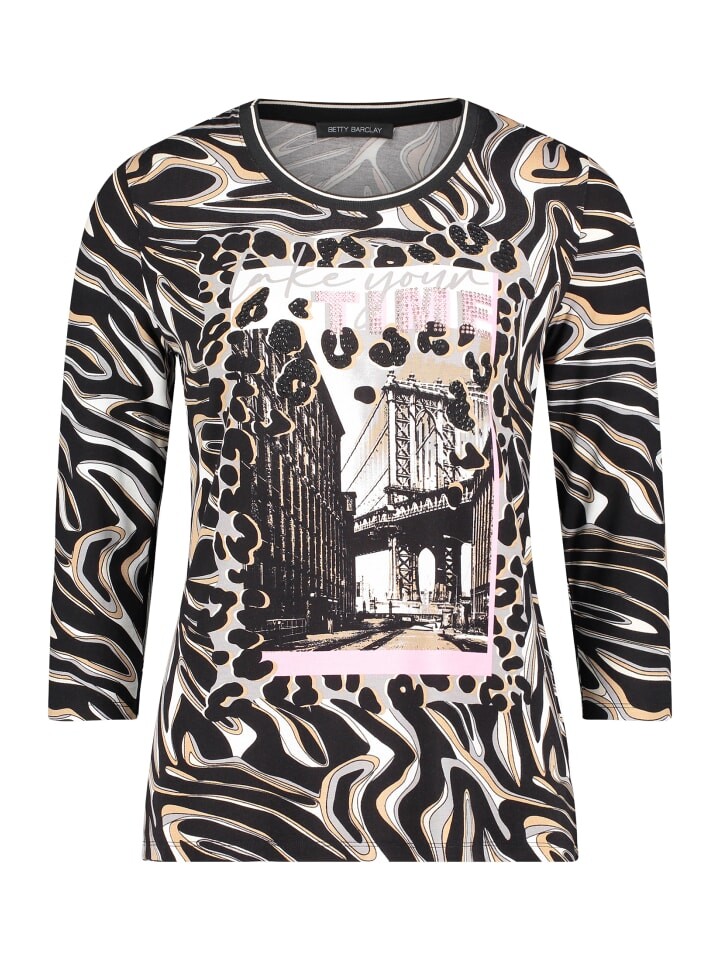 

Футболка Betty Barclay Basic Shirt mit Print, цвет Black/Rosé