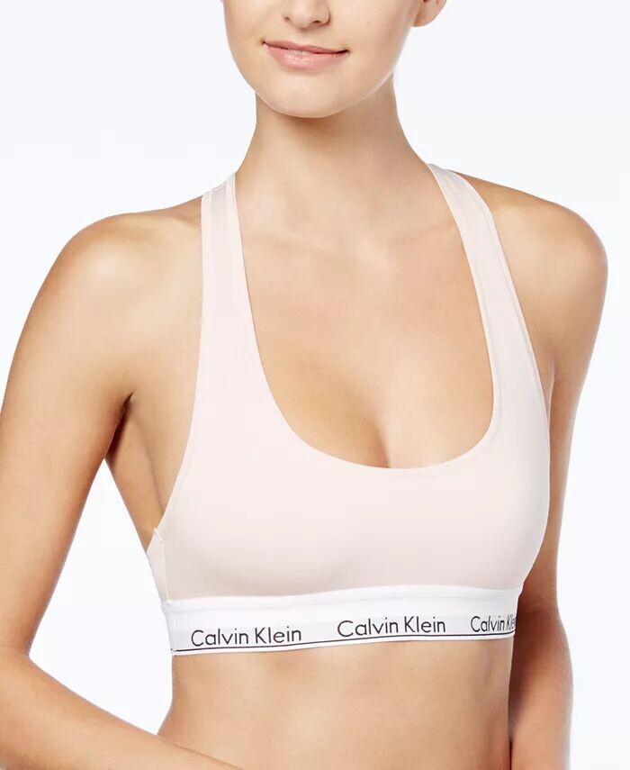 

Женский современный хлопковый бюстгальтер без косточек F3785 Calvin Klein, розовый