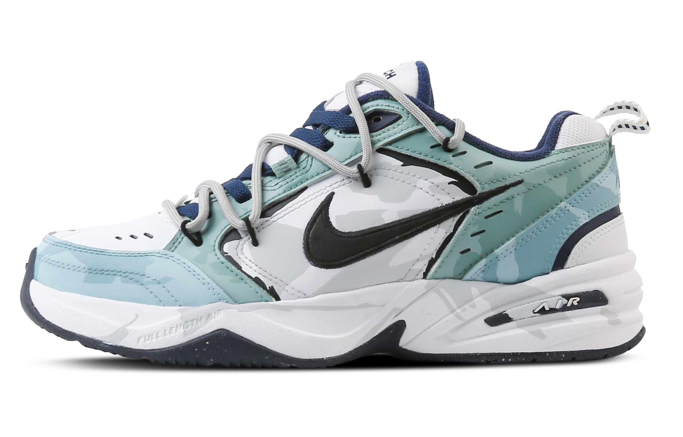 Nike Кроссовки Air Monarch 4 Light Path Through Mist, устойчивые к истиранию и скольжению, низкие, массивные, унисекс, бело-зеленые — фото 3