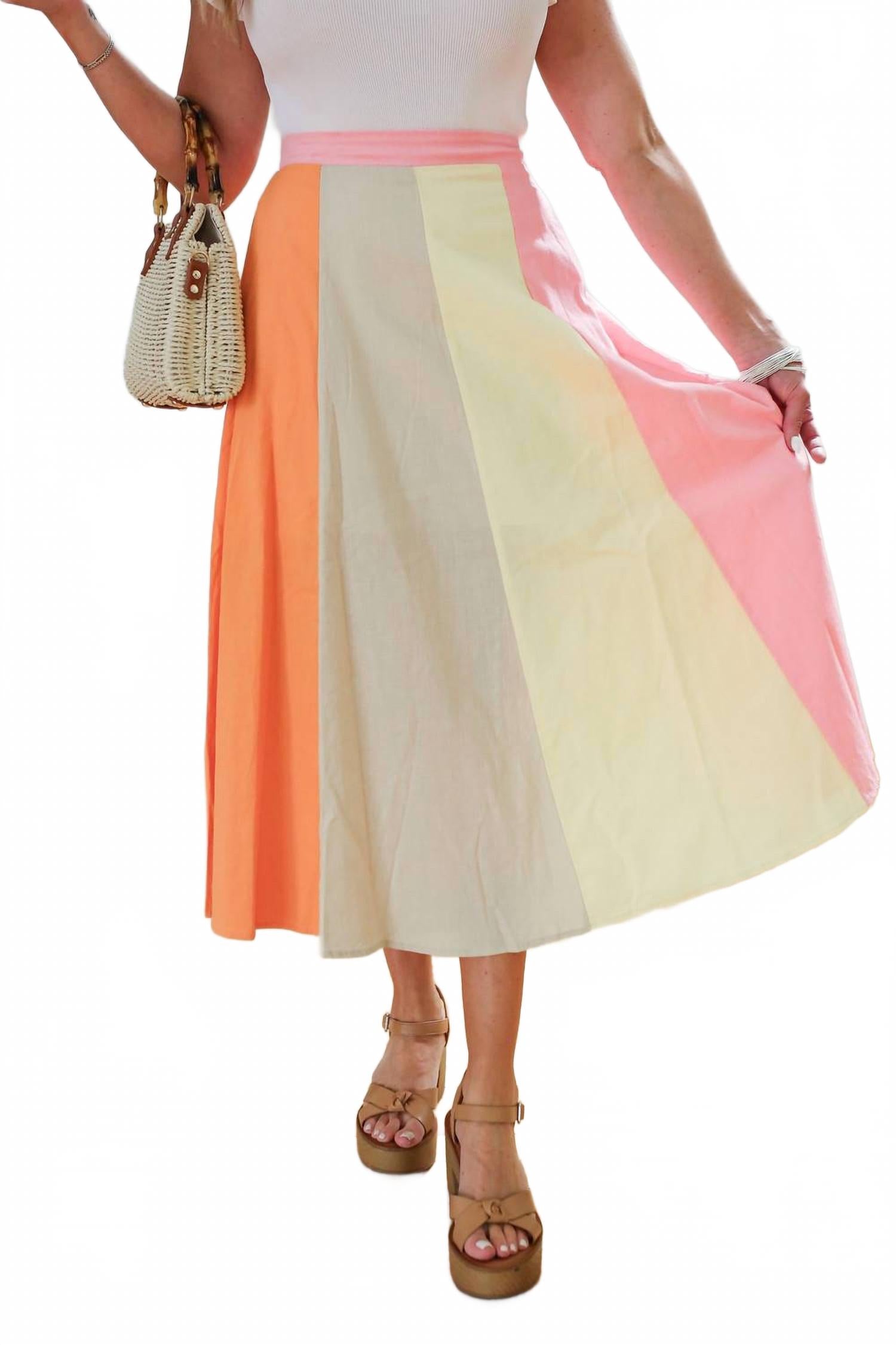 

Женская юбка с цветными блоками в сорбетовых тонах Strut & Bolt, мультиколор