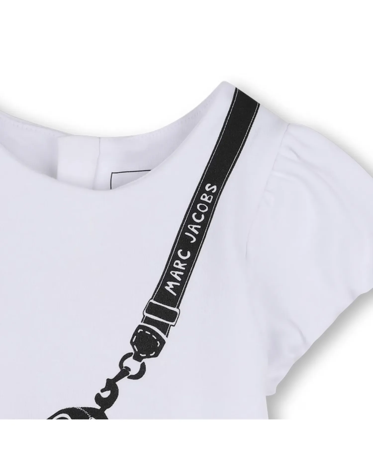 Детское боди унисекс с короткими рукавами и крупным принтом из хлопка Marc Jacobs, белый — фото 2